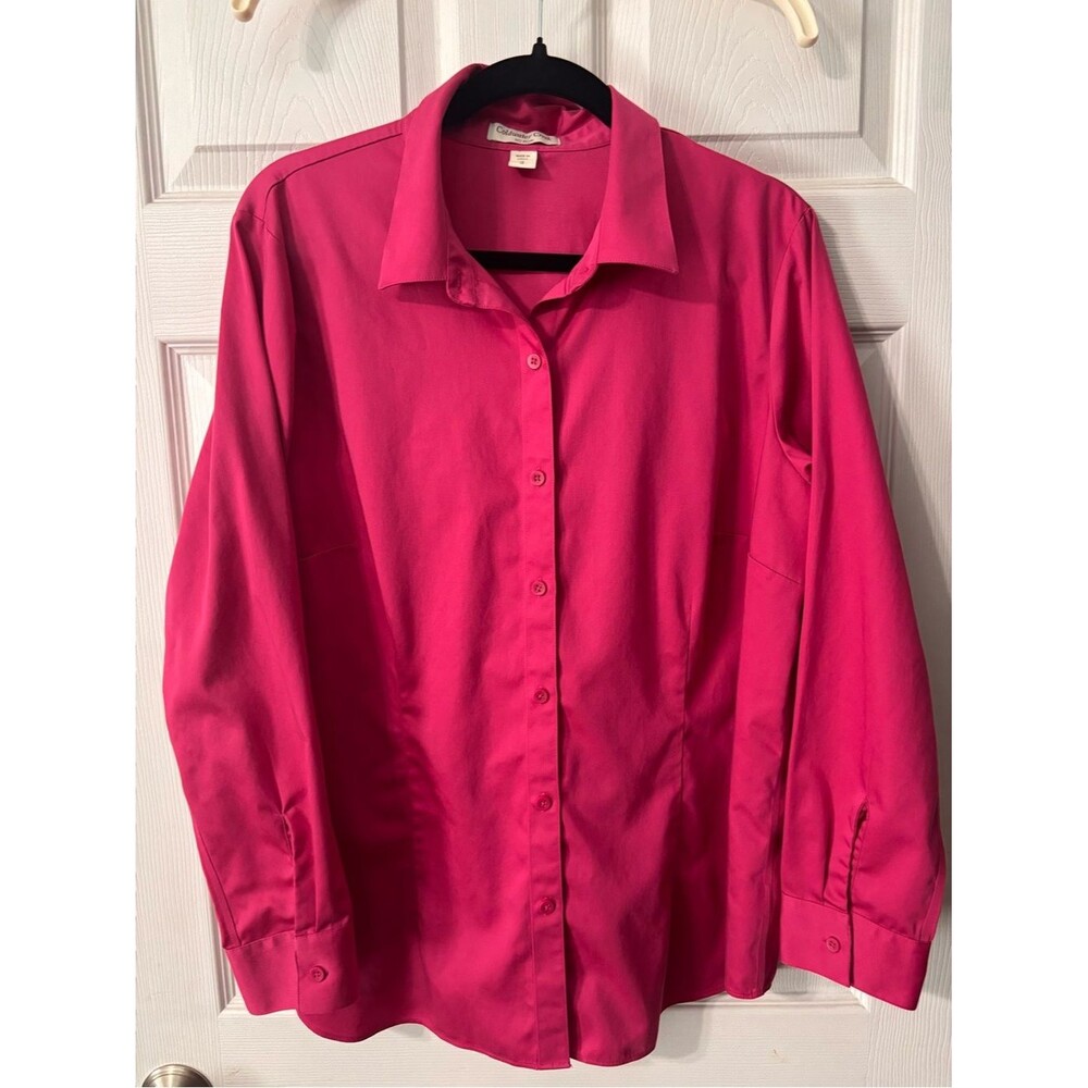 Coldwater Creek No Iron Cotton Pink Long Sleeve Button-Up Shirt SIze 1X (18)